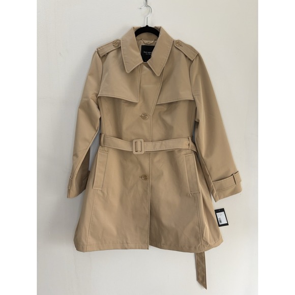 kate spade new york Jackets & Blazers - NWT Kate Spade Trench Coat Tan Carmel Classic Pleated Back Skirt Size Woman XXL